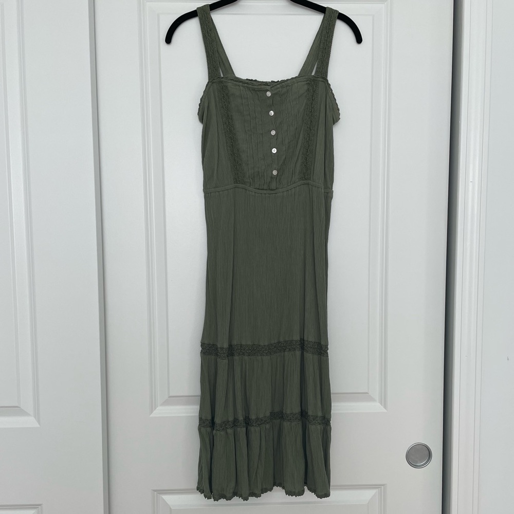 aerie mid-length olive green sundress